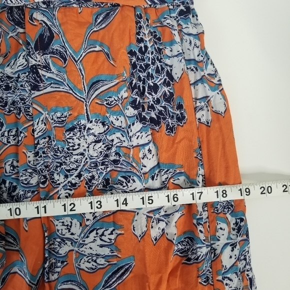 Cabi Calypso Paradise Tie Waist Swing Maxi Skirt Size S Orange/Blue Flowy Floral - Picture 9 of 14